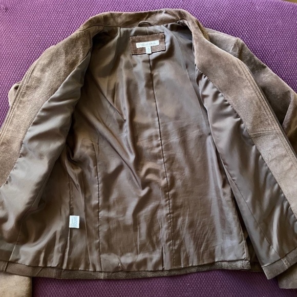 Women's Brown Suede Leather Jacket, Size 10 - Picture 3 of 5